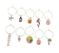 Xinglongs Dijes de vino para copas de tallo, 50 unidades, marcadores de vidrio, etiquetas de vidrio, suministros de fiesta temática de playa, talla única, Acetato, No es una piedra preciosa