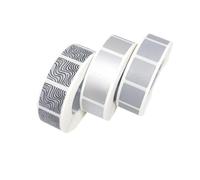 Xinglongs Etiquetas adhesivas para rascar (1000 unidades), 18 mm, cuadradas, para rascar, gris/plata/cebra, para postales, papel de carta