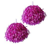 Xinglongs Pompones de animadora metálicos con mango antideslizante, 40 pompones de animadora para eventos deportivos, bailes, deportes, animadoras (rojo rosa)