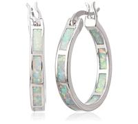 XINGNIAO Life Stage Fire Created-Opal 925 Sterling Silver Round Hoop Dangle Ohrringe Damen Modeschmuck