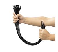 XINGO 100 bridas negras resistentes, 600 mm x 9 mm de largo con 80 kg de resistencia a la tracción ultra fuerte, grandes bridas resistentes a los rayos UV extra largas para uso en exteriores