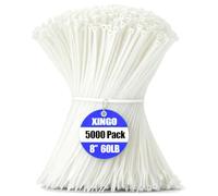 XINGO 5000 bridas blancas de 8 pulgadas, resistencia a la tracción de 60 libras, bridas de nailon de plástico de nailon PA66 para uso en interiores y exteriores