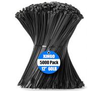 XINGO 5000 bridas negras de 12 pulgadas, resistencia a la tracción de 60 libras, bridas de nailon de plástico de nailon PA66 para uso en interiores y exteriores