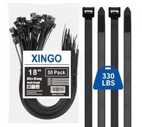 XINGO Bridas negras de 18 pulgadas, paquete de 50 unidades, 330 libras, bridas de plástico fuertes ultra exclusivas, bridas grandes extra largas para uso en interiores y exteriores