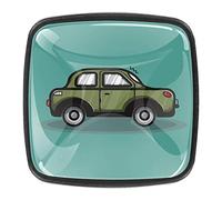 Xingruyun Pomos Tiradores Infantiles Coche Verde Pomos para Muebles Cristal Tiradores para Habitación Infantil Armario/Cajón 4 Pcs 3x2.1x2 cm