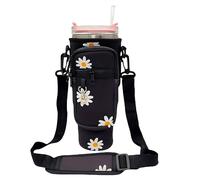 XINGSUI 1 Pieza Protector Botella, Funda para Botella Agua, Bolsillo de Botellas Agua Portátil, con Bolsillo para Teléfono e Correa Ajustable, para Stanley de 40 onzas, Viajes, Caminar (Negro)