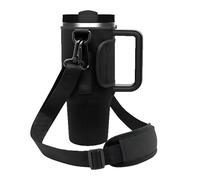 XINGSUI 1 Pieza Protector Botella, Funda para Botella Agua, Bolsillo de Botellas Agua Portátil, con Correa Ajustable, Porta Botellas Termico, para Stanley de 40 onzas, Viajes, Caminar (Negro)