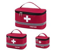 XINGSUI 3 Piezas Bolsa Botiquin Vacia, Botiquín de Primeros Auxilios Portátil, Pequeña Bolsa de Medicina, Bolsas de Primeros Auxilios, Para Hogar, Oficina, Camping, Aire Libre (Rojo, 3 Tamaños)