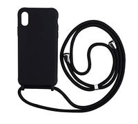 xingting EU Funda con Cuerda Compatible con iPhone XR Ajustable Collar Correa de Cuello Cordón Carcasa de Silicona Skin Caso TPU Suave Silicona-Negro