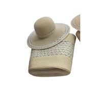XINGXIUU Bolsas de Playa Juego De Dos Piezas De Sombrero De Paja Y Bolsa De Paja Sombrero del Sol-Blanco Hueco Blanco-Bolsa De Compilación De Hierba Única (40 * 28 * 13)
