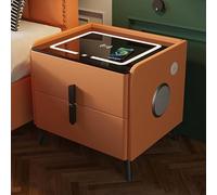 XINGYAOXS Mesita Noche Inteligente con Estación Carga Inalámbrica Y Altavoz Mesita Noche para Dormitorio con 2 Cajones Y Puerto Carga USB Diseño De Marco Madera Maciza(Orange,50cm/19.7in)