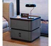 XINGYAOXS Mesita Noche Moderna E Inteligente con Cerradura Seguridad con Contraseña Doble Cajón Almacenamiento Diseño Elevado para Evitar Que Los Artículos Se Caigan(Dark Gray,50cm/19.7in)