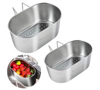 XINGYATU 2 Piezas Cesta De Drenaje De Acero Inoxidable Cuenco De Lavado Colador De Cocina De Lavado Papelera Colgante Cuenco Escurridor Soportes para Estantes Cesta De Drenaje del Fregadero Cestas