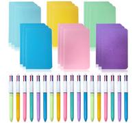 XingyLi Juego de 36 bolígrafos de 4 colores, 18 bolígrafos retráctiles 4 en 1 con 18 cuadernos A6 pequeños, retráctiles multicolores de 1,0 mm, lápices de impresión multicolor para oficina y hogar