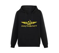 XINGYUE STAR Aeroflot Retro Funny Russian Airline Hoody Unisex Ptinted Hoodies Long Sleeve Men's Hooded with Pocket Black XL