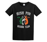 XINGYUE STAR Irish Pub Boxing Team Graphic Top Unisex 100% Cotton Short-Sleeve T-Shirts Black L
