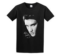 XINGYUE STAR Presley Fan Tastic Face & Signature Funny Top Unisex 100% Cotton Short-Sleeve T-Shirts Black XXXL