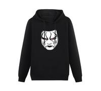XINGYUE STAR Sting Face Retro Wrestling TV Show Hoody Unisex Ptinted Hoodies Long Sleeve Men's Hooded with Pocket Black L