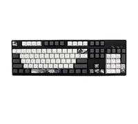 xingyunezaic Juego de teclas mecánicas de 124 teclas, teclas de Lotus en blanco y negro PBT OEM Profile Keycaps 6.25u Space Bar compatible con Cherry MX GK61 SK61