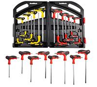 XINHNMUU 16 Piezas Llaves Allen, 8 Llaves Hexagonales con Extremo en Forma de Bola y 8 Llaves Torx, Llaves Alen Profesionales con Mango en T para Automóviles, Reparación de Máquinas