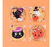 xinhong 200 bolsas de galletas autosellantes de Halloween, bolsas individuales para golosinas para niños, regalos de fiesta de Halloween y embalaje de regalo