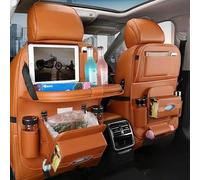 XINHONGJIMAOYI Organizador de Asiento Trasero de Coche para Porsche 918 Spyder 2013 2014 2015, Impermeabile Cuero Premium Bolsa de Almacenamiento con Mesa Plegable y Papelera,Orange