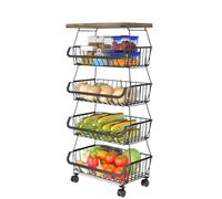 Xinhuju Carro despensa, Carrito de almacenamiento de cocina - Carro verdulero con ruedas | Organizador de frutas de cocina ahorra espacio, estante para verduras para cocina, despensa, garaje