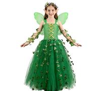 Xinhuju Disfraz De Verde Para Niñas Vestuario Cosplay Con Diadema Y Alas