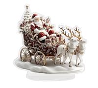 Xinhuju Figura Navideña De Reno De Trineo De Papá Noel, Acrílico 2D | De Papá Noel Con Diseño De Muñeco De Nieve | Decoración Navideña De Escritorio Para El Hogar, Estudio, Restaurante, Ce