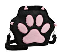 Xinhuju Mochila de felpa con pata de gato | Bolsa de regalo con de pata de gato | Bonito bolso bandolera colorido con huellas de animales, gran capacidad, bolso bandolera individual para niñas