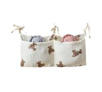 Xinhuju Organizador de pañales para cuna, organizador de pañales con 2 bolsillos, organizador para habitación infantil, organizador de bebé, kaddy nocturno, almacenamiento de pañales para cambiador