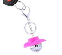 Xinhuju Pequeña bola de discoteca - Mini bola de discoteca rosa sombrero de vaquero retro llavero | Adornos decorativos de bola de discoteca para mochilas, bolsos, bolsos