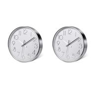 Xiniy 2X Reloj de Pared de Plata Premium DecoracióN de Pared Reloj de Pared Silencioso Moderno para Cocina Oficina Casa (25 Cm, Plata)