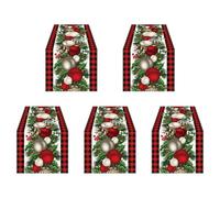 Xiniy 5X Corredor de Mesa Navideño A Cuadros de Cuadros Rojos Y Negros de, 72 Pulgadas de, Decoración de Mesa Navideña de Invierno de Temporada