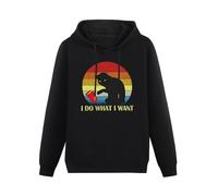 XINJIEDIAN Do What I Want Cat For Cat Lovers Gift Meow Hoody Unisex Long Sleeve Hooded with Pocket Black S