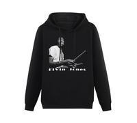 XINJIEDIAN Elvin Jones Drummer Jazz Music Hoody Unisex Ptinted Hoodies Long Sleeve Men's Hooded with Pocket Black S