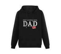 XINJIEDIAN First National Bank Dad Father's Day Hoody Unisex Ptinted Hoodies Long Sleeve Men's Hooded with Pocket Black S