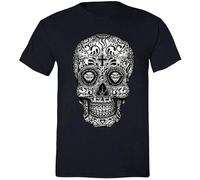 XINJIEDIAN Kind Sugar Skull Day of The Dead Exican Gothic Dia Los Muertos Unisex 100% Cotton Short-Sleeve T-Shirts Black L