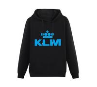 XINJIEDIAN KLM Royal Dutch Airline Hoody Unisex Ptinted Hoodies Long Sleeve Men's Hooded with Pocket Black M