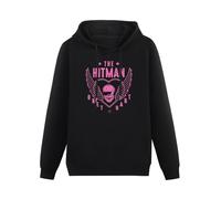 XINJIEDIAN The Hitman Bret Hart Skull Hoody Unisex Ptinted Hoodies Long Sleeve Men's Hooded with Pocket Black M