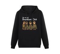 XINJIEDIAN The Second Breakfast Club Hoody Unisex Ptinted Hoodies Long Sleeve Men's Hooded with Pocket Black S