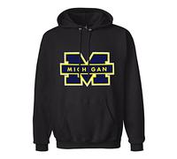 XINJIEDIAN University of Michigan Hoody Unisex Ptinted Hoodies Long Sleeve Men's Hooded with Pocket Black M