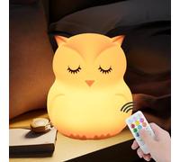 xinjinhju grande Luces nocturnas para niños búho luz de noche de niña lámpara de noche de habitación de niños brillo cambiable y luz nocturna de sueño, ajuste de tiempo, regalo para niños - Grande