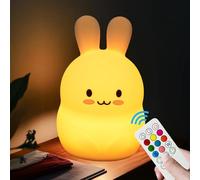 xinjinhju Luz nocturna de conejo para habitación de niños lámpara de noche luces de la tienda luz de descompresión - cuidado de los ojos, brillo y color ajustables, ajuste de tiempo - Mediano