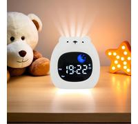 xinjinhju Niños Despertador luz Nocturna con 9 Colores de Luz y 6 Ruidos Blancos, Reloj Digital para Entrenar el Sueño, Brillo y Sonido Ajustables, Regalos para Niños Niñas - Oso