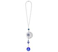 Xinjoduz 1 dije de mal de ojo para automóvil, accesorios para espejo retrovisor de coche de 16.5 pulgadas, adorno colgante de mal de ojo con luna y sol, cuentas de mal de ojo para ventana, marco de