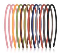 Xinjoduz 12 diademas finas para mujer, 0,5 cm, lisas, en blanco, esmerilado, de plástico con dientes, banda elástica para el pelo, accesorios de bricolaje para mujeres y niñas