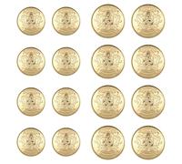 Xinjoduz Juego de 16 botones metálicos para blazer, 2 tamaños, botones dorados vintage extraíbles sin costuras, 4 agujeros, botones redondos para manualidades, botones dorados para blazer, trajes,