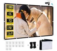 XINLEMY - Pantalla de proyección de 150 pulgadas, 4K 16:9 HD, plegable, portátil, de doble cara, para interior y exterior, para cine en casa y fiestas en el jardín.
