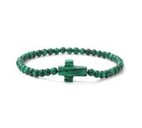 XINLIANYI 1 pulsera de cruz para hombre, 4 mm, piedra natural, ágata ojo de tigre, cuarzo rosa, pulseras para mujeres y parejas, 21CM, Acero inoxidable, Circonita cúbica